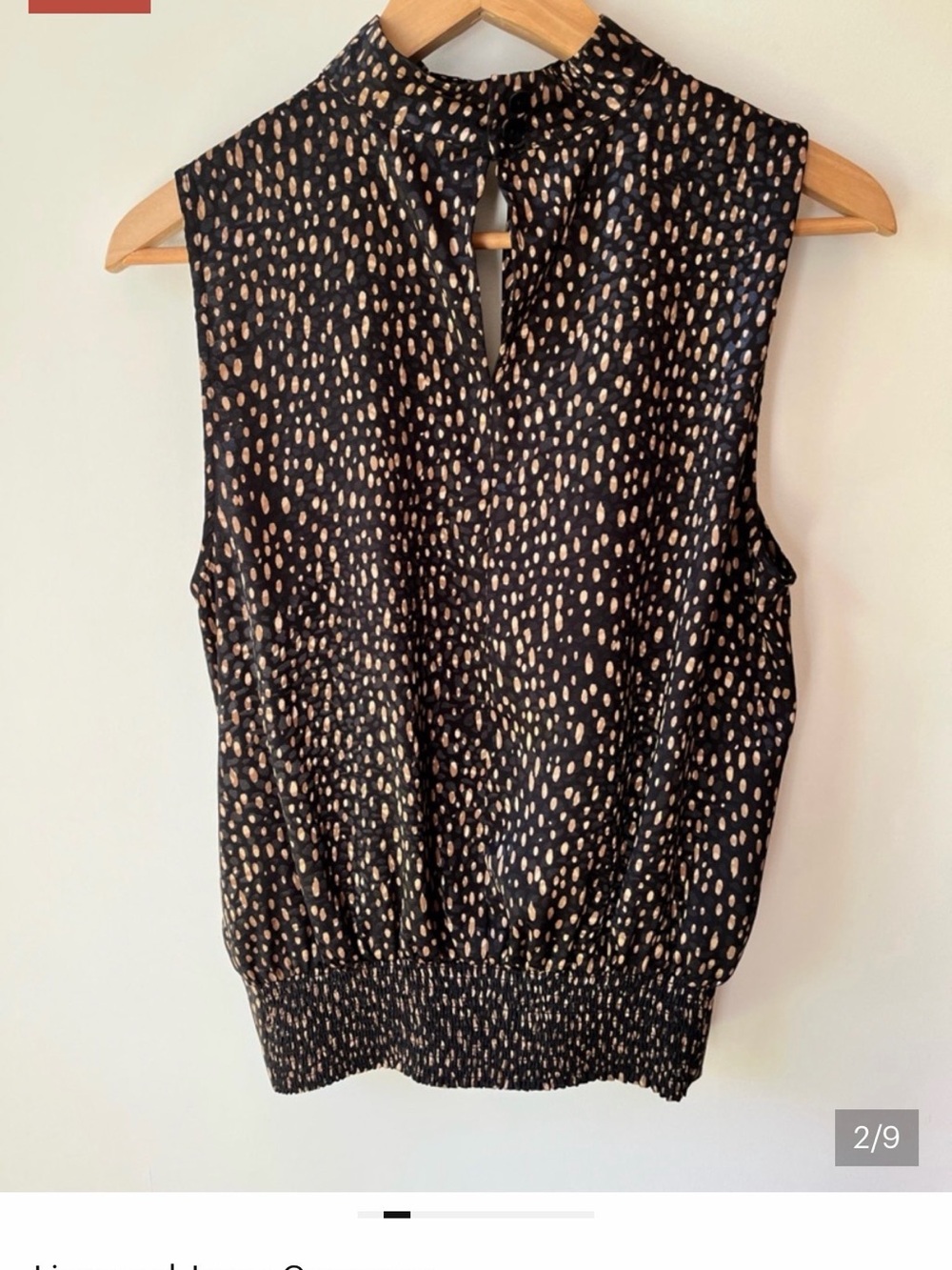 Liverpool Los Angeles Roomy Sleeveless Black & Tan Mock Neck Top With Keyhole